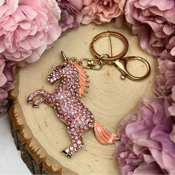 Magical Pink Crystal Unicorn Keychain Charm - Picture 7 of 16